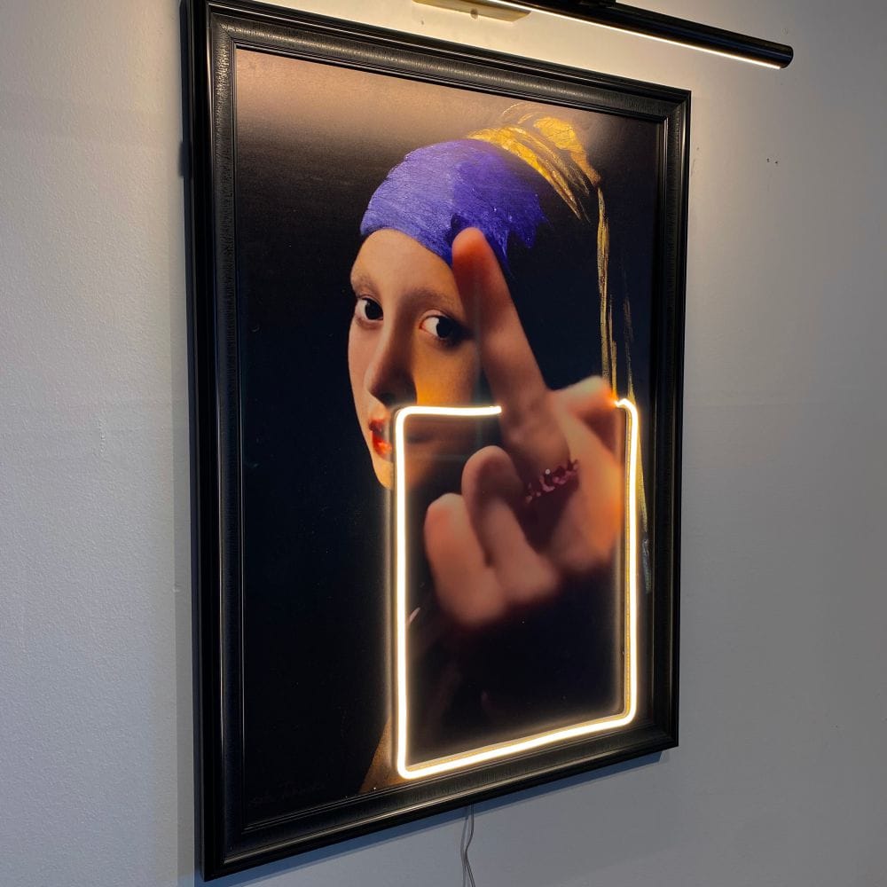 Girl With Pearl Earring Neon Art - Maytrix