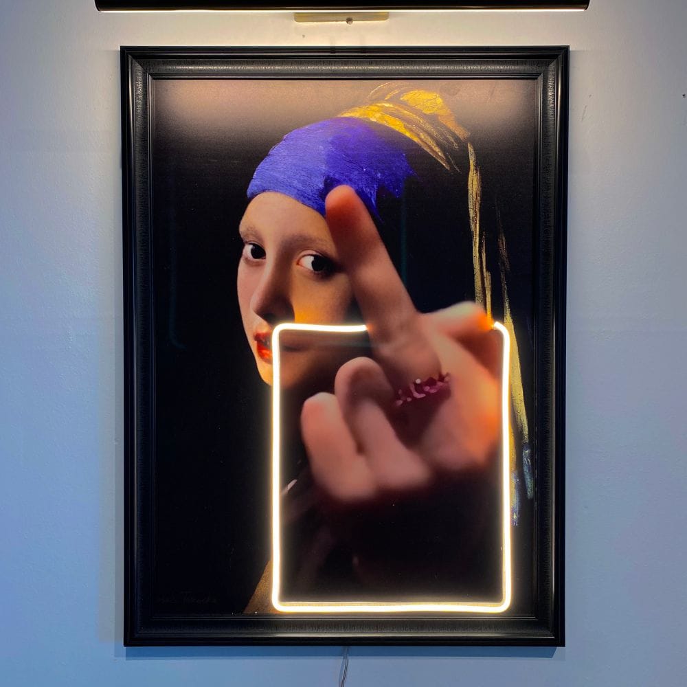 Girl With Pearl Earring Neon Art - Maytrix