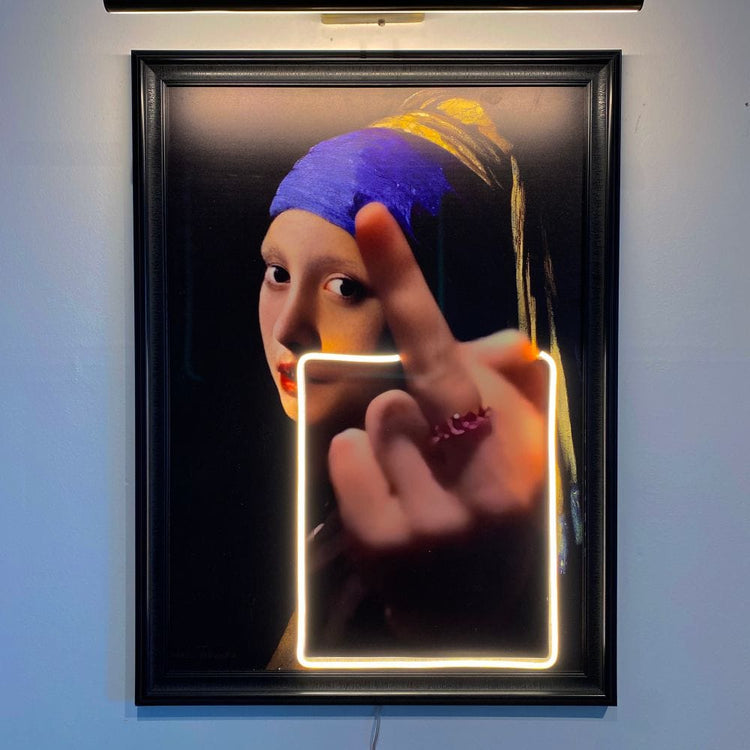 Girl With Pearl Earring Neon Art - Maytrix