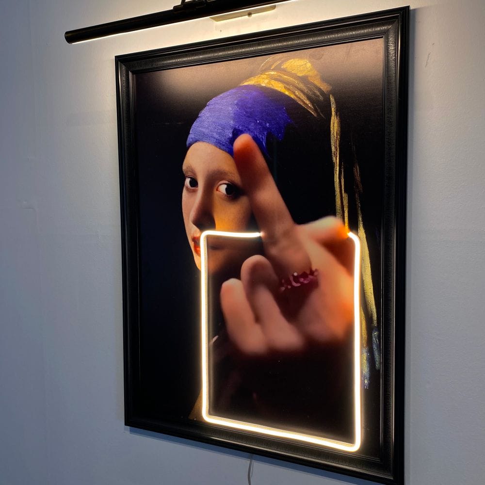 Girl With Pearl Earring Neon Art - Maytrix