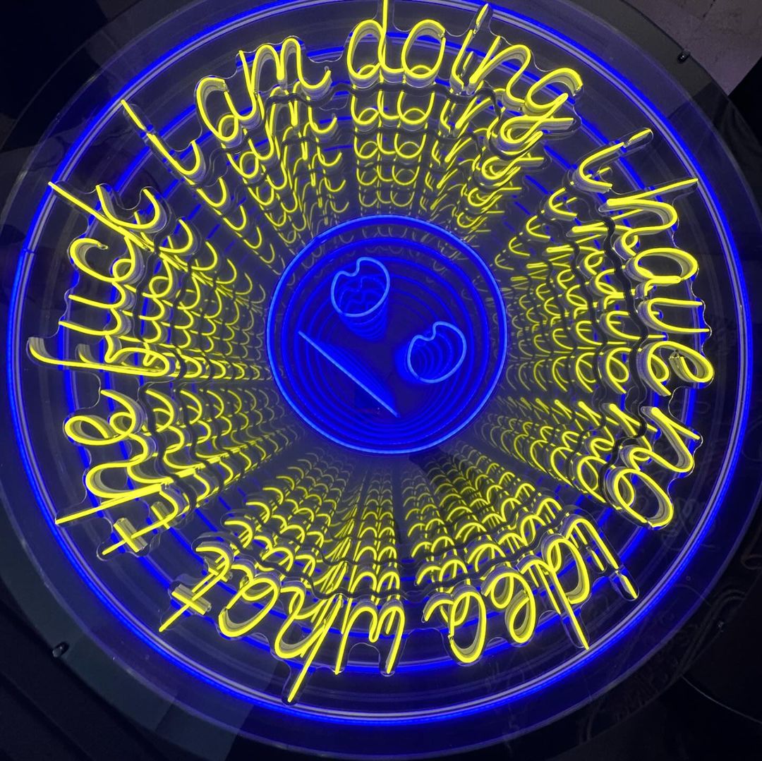 Infinity Mirror Wall Art - “No Idea What I’m Doing” Emoji Design - Maytrix