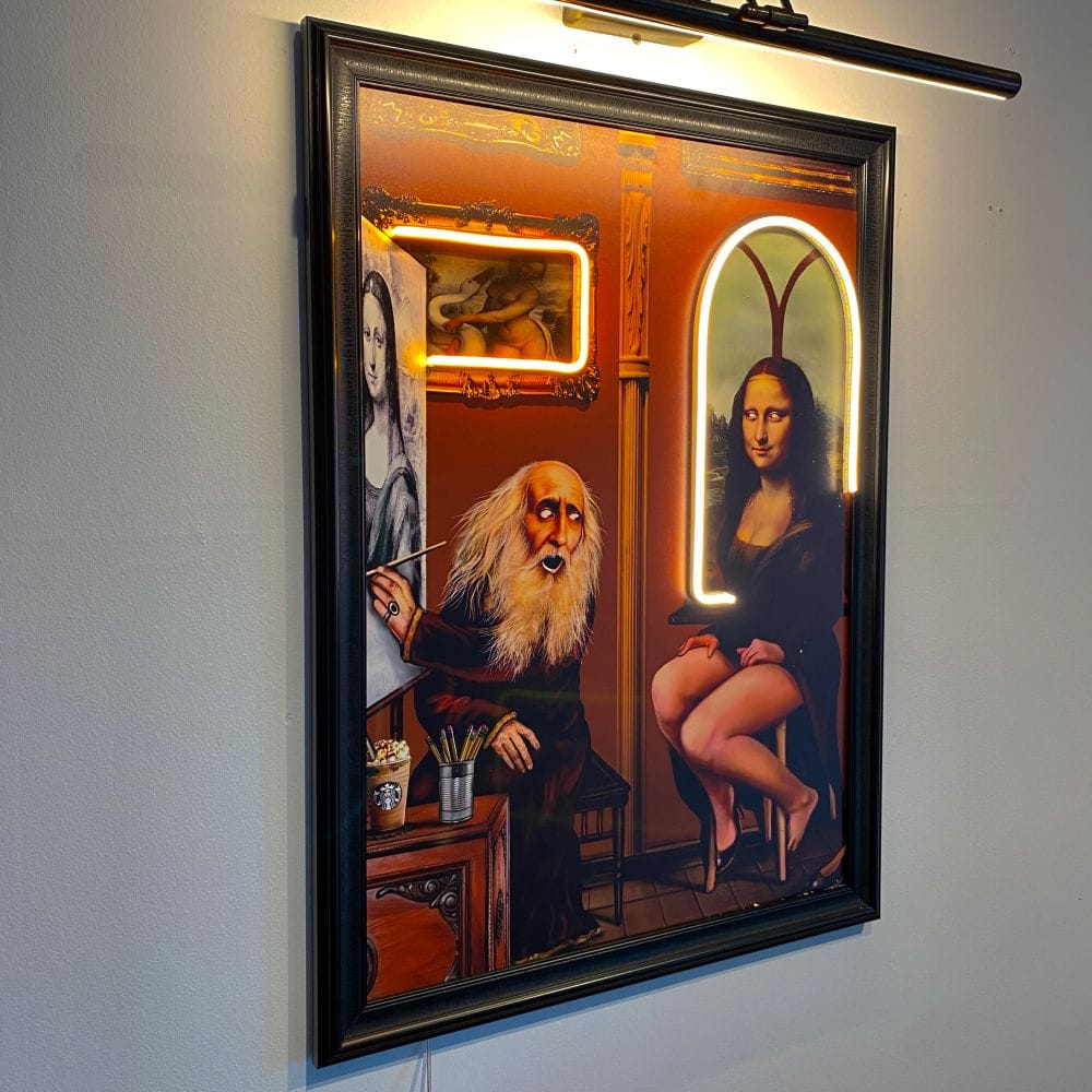 LEONARDO AND MONA LISA Neon Art - Maytrix