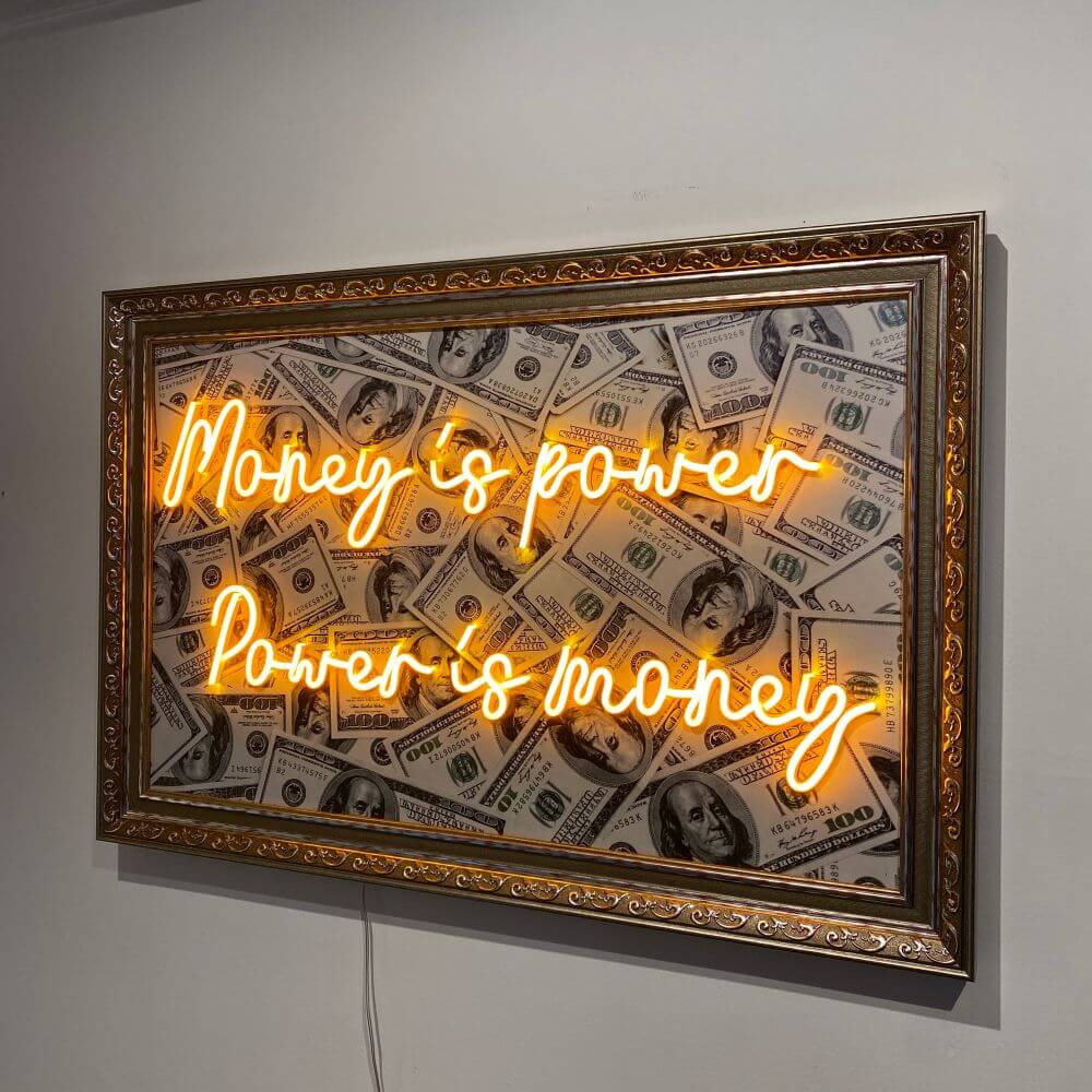Money Is Power Power Is Money Neon Art Painting - Maytrix