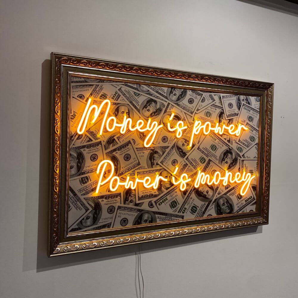 Money Is Power Power Is Money Neon Art Painting - Maytrix