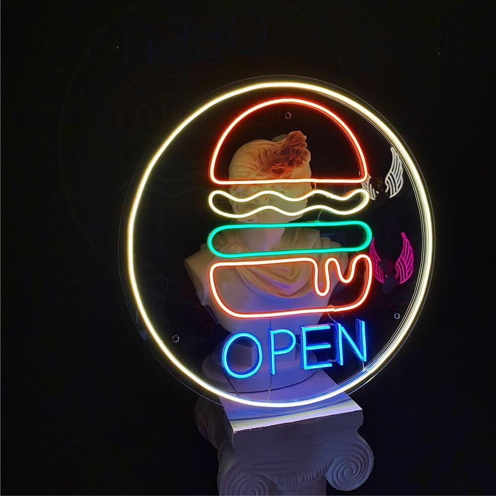 OPEN Hamburger Neon Sign - Maytrix
