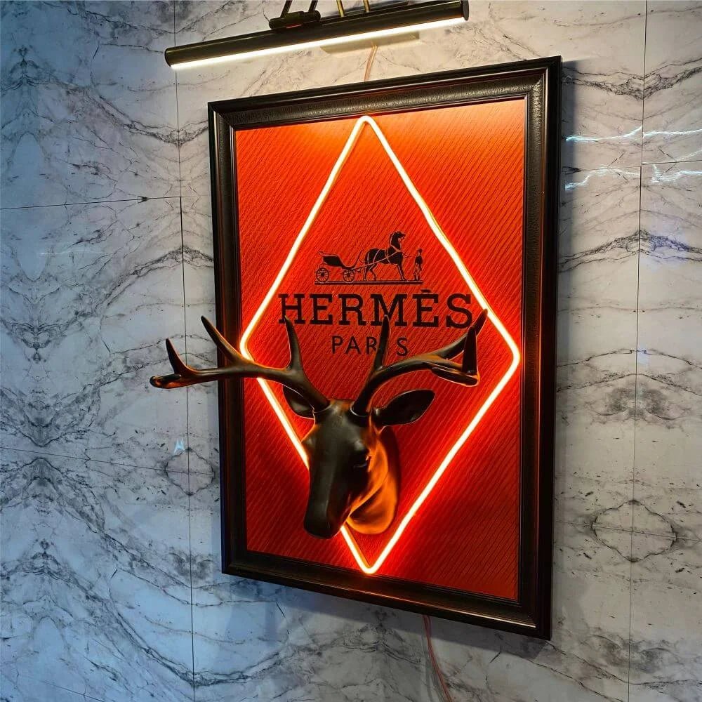 Orange HERMES 3D Neon Jungle Painting - Maytrix