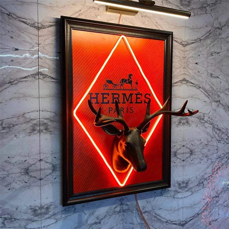 Orange HERMES 3D Neon Jungle Painting - Maytrix