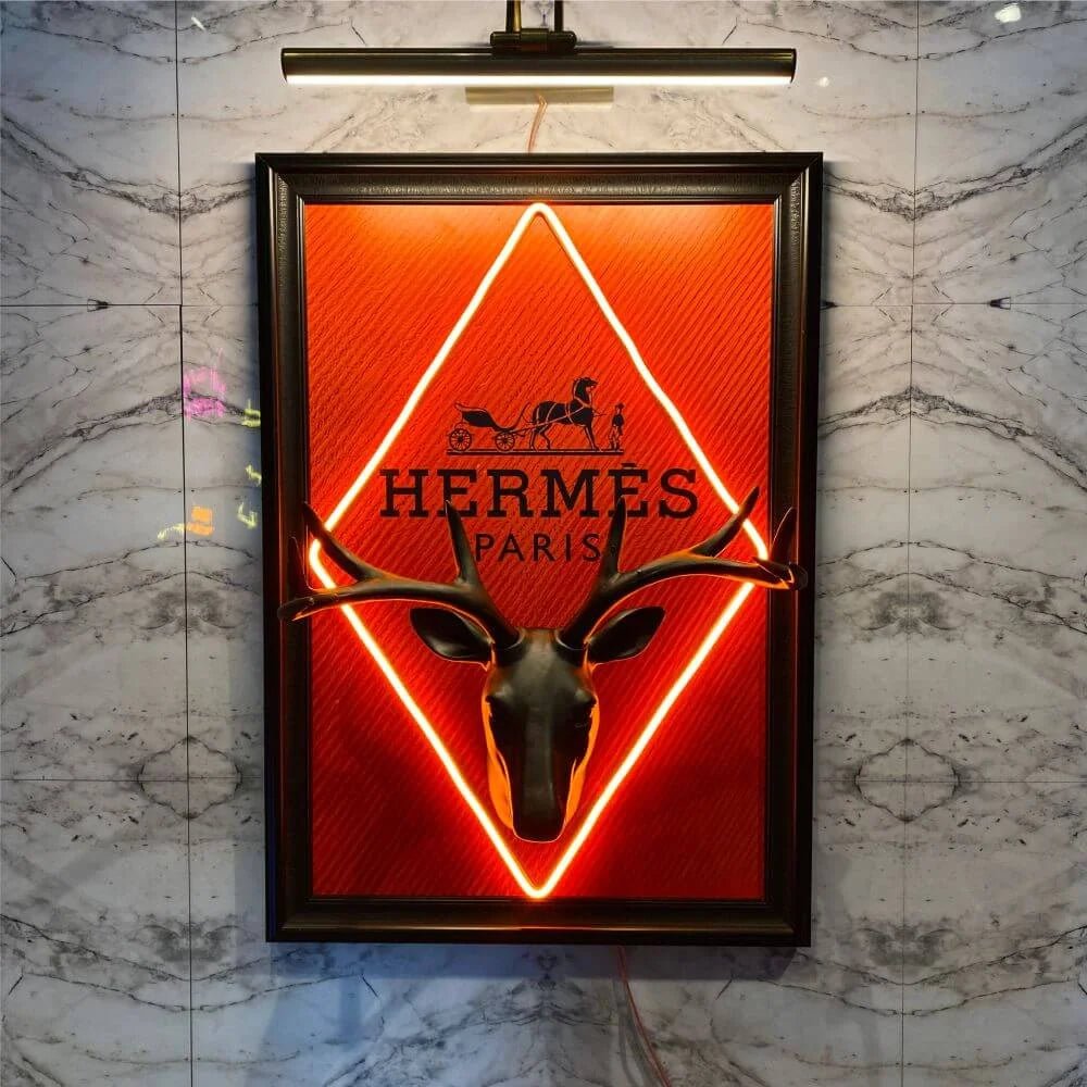 Orange HERMES 3D Neon Jungle Painting - Maytrix
