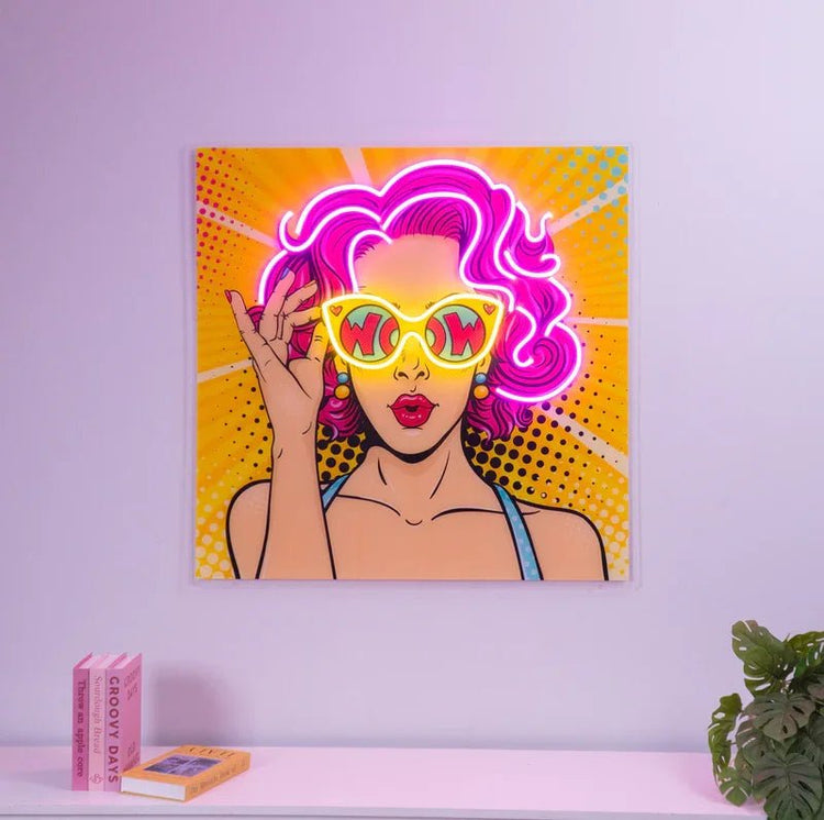 Woman With Glasses Neon Art - Maytrix