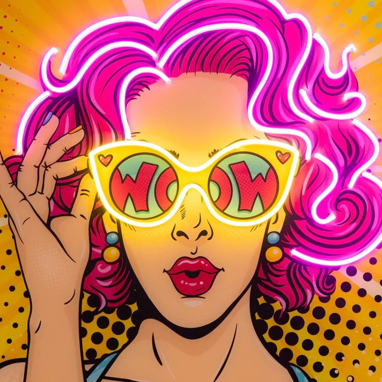 Woman With Glasses Neon Art - Maytrix
