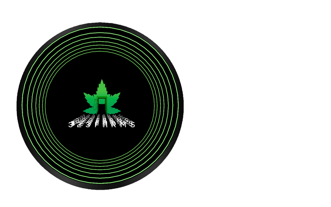 A green leaf logo with concentric circles and "323" below on a black circular background. Custom order: (Copy) 323.