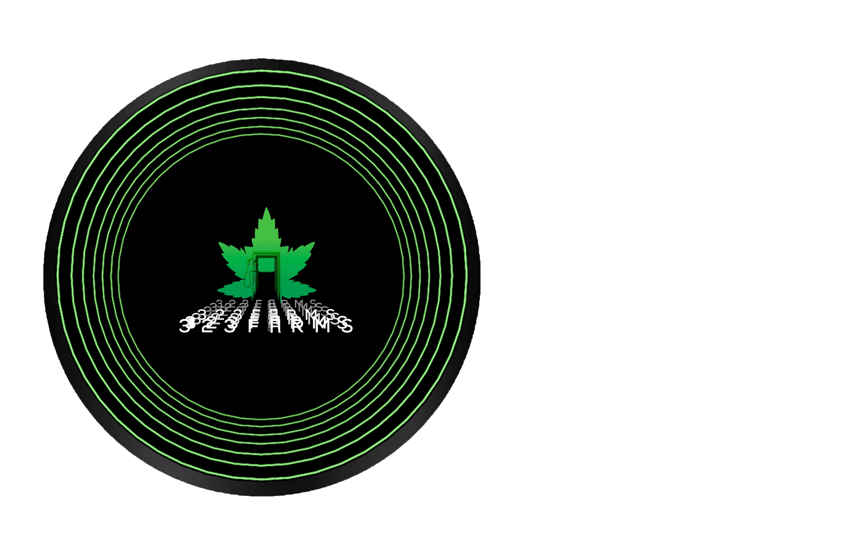 A green leaf logo with concentric circles and "323" below on a black circular background. Custom order: (Copy) 323.