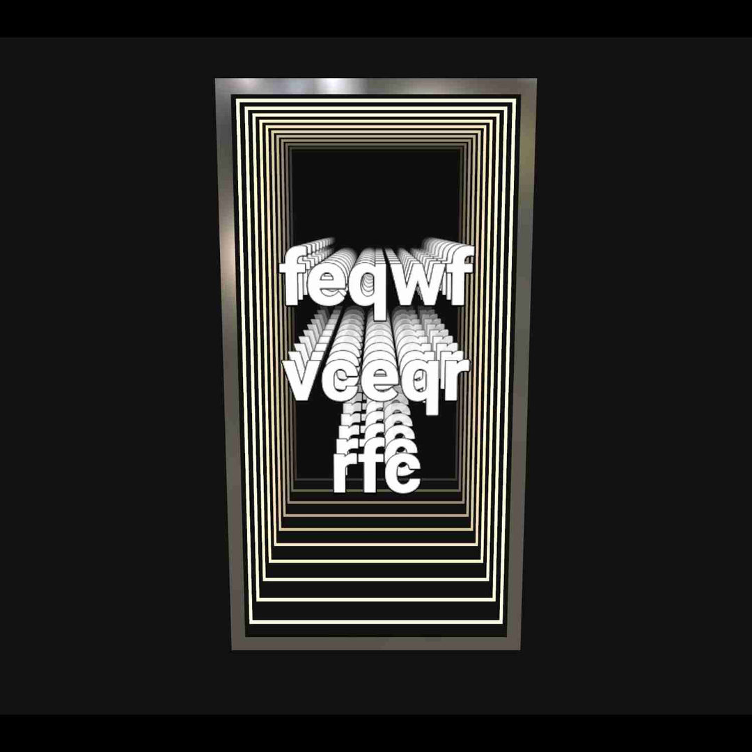 3D white text glows before a black and white LED wall—Design Your Custom Infinity Mirror In 3D.