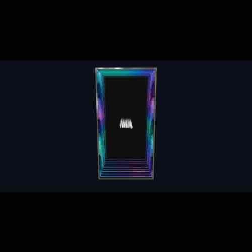 A glowing chrome frame with RGB lighting surrounds "YOUR BRAND, IN INFINITY" on a black background.