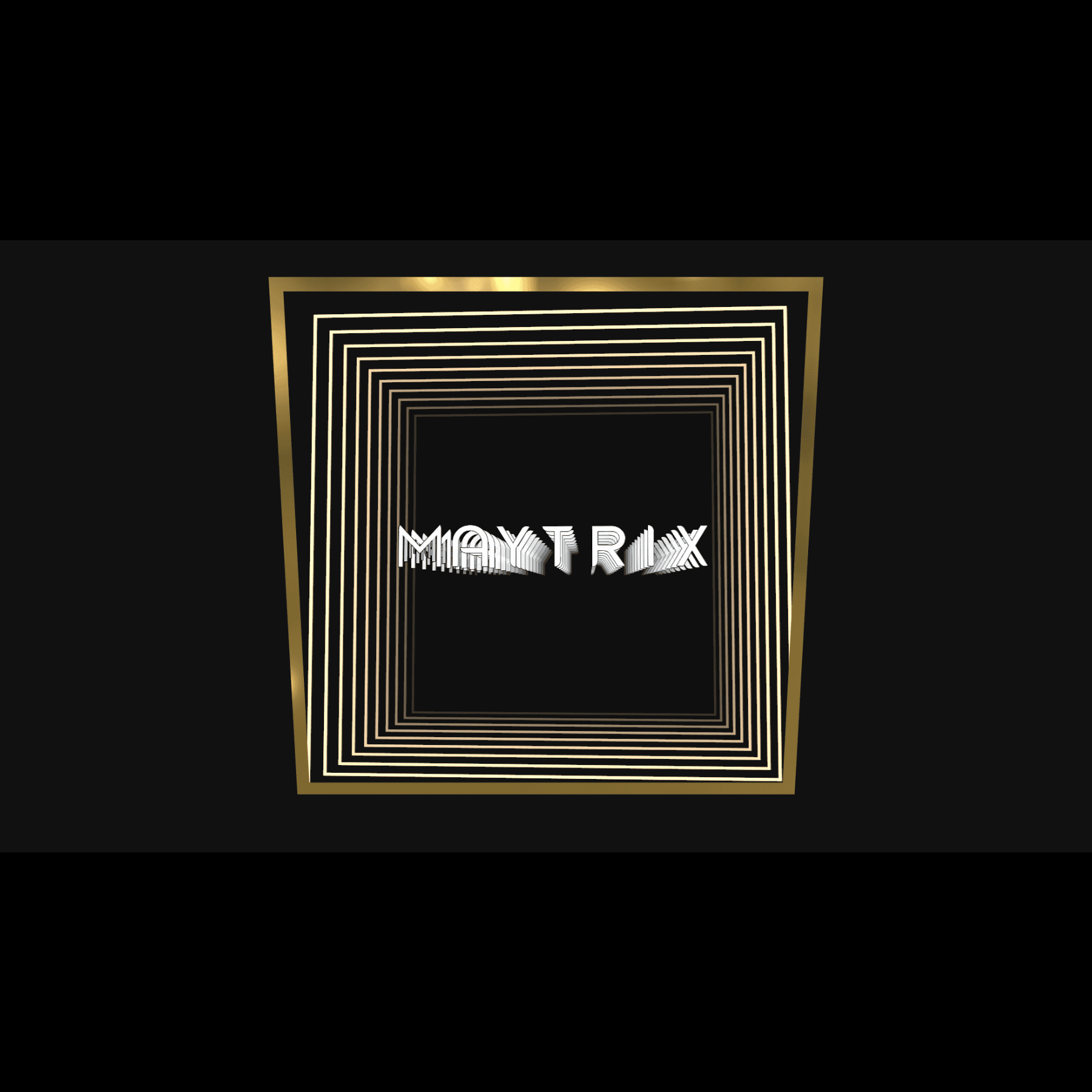 Gold squares outline “Design Your Custom Infinity Mirror” in warm white neon text on a black background.