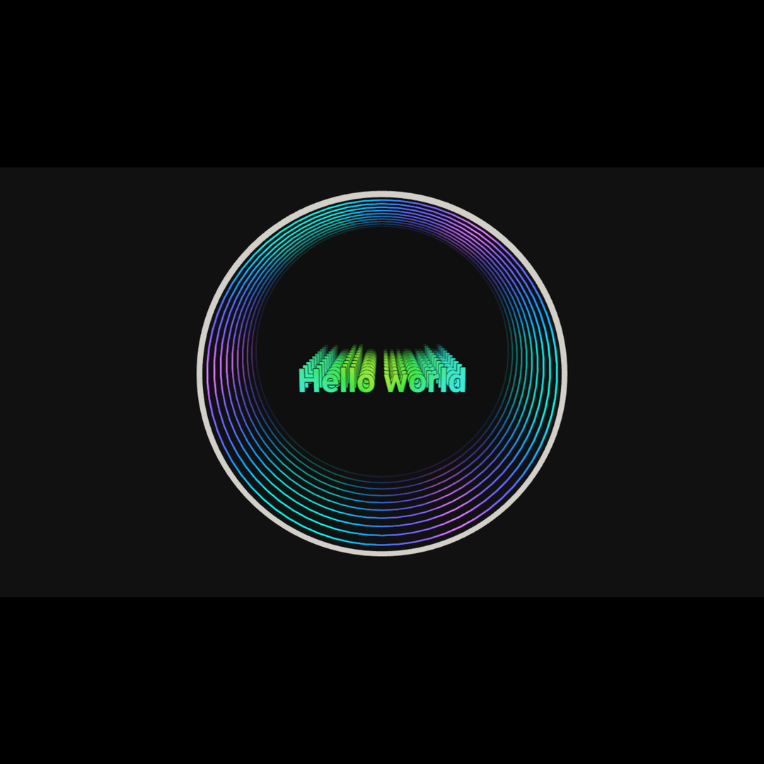 Design Your Custom Infinity Mirror with neon green & blue "Hello World" and RGB gradient rings for XXL wall decor.