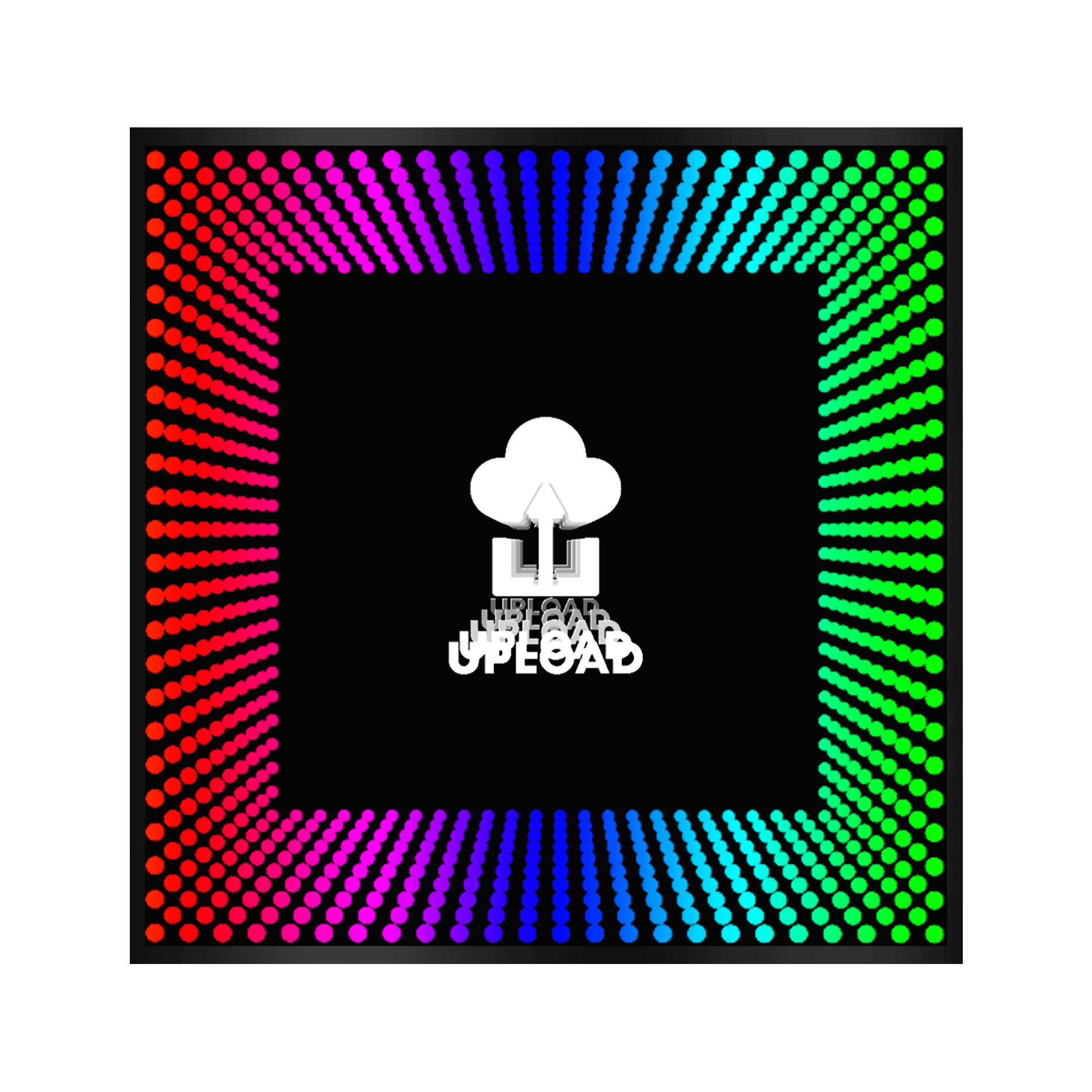 Design Your Custom Infinity Mirror features a cloud upload logo with RGB lighting for a stunning effect on black.