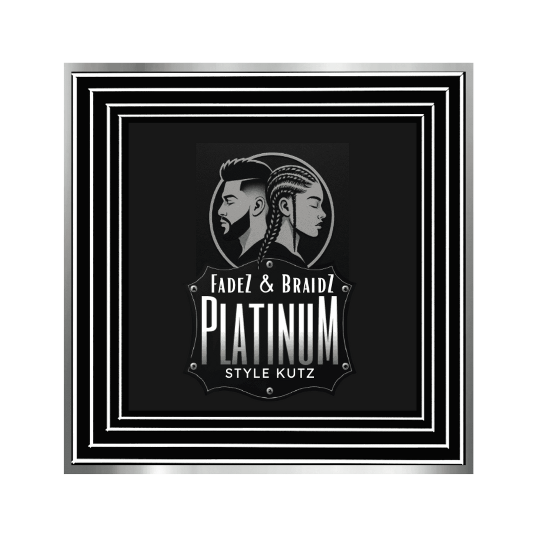 Black and white logo with profiles in striped squares—ideal for your Design Your Custom Infinity Mirror or neon sign.