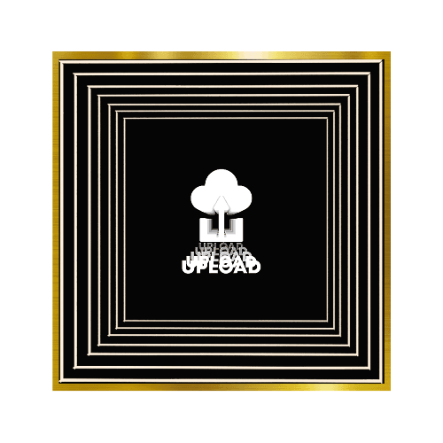 Design Your Custom Infinity Mirror: a gold-bordered black square with concentric white lines and a white upload cloud icon.